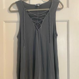 Soft and sexy grey front lace front tie tank top